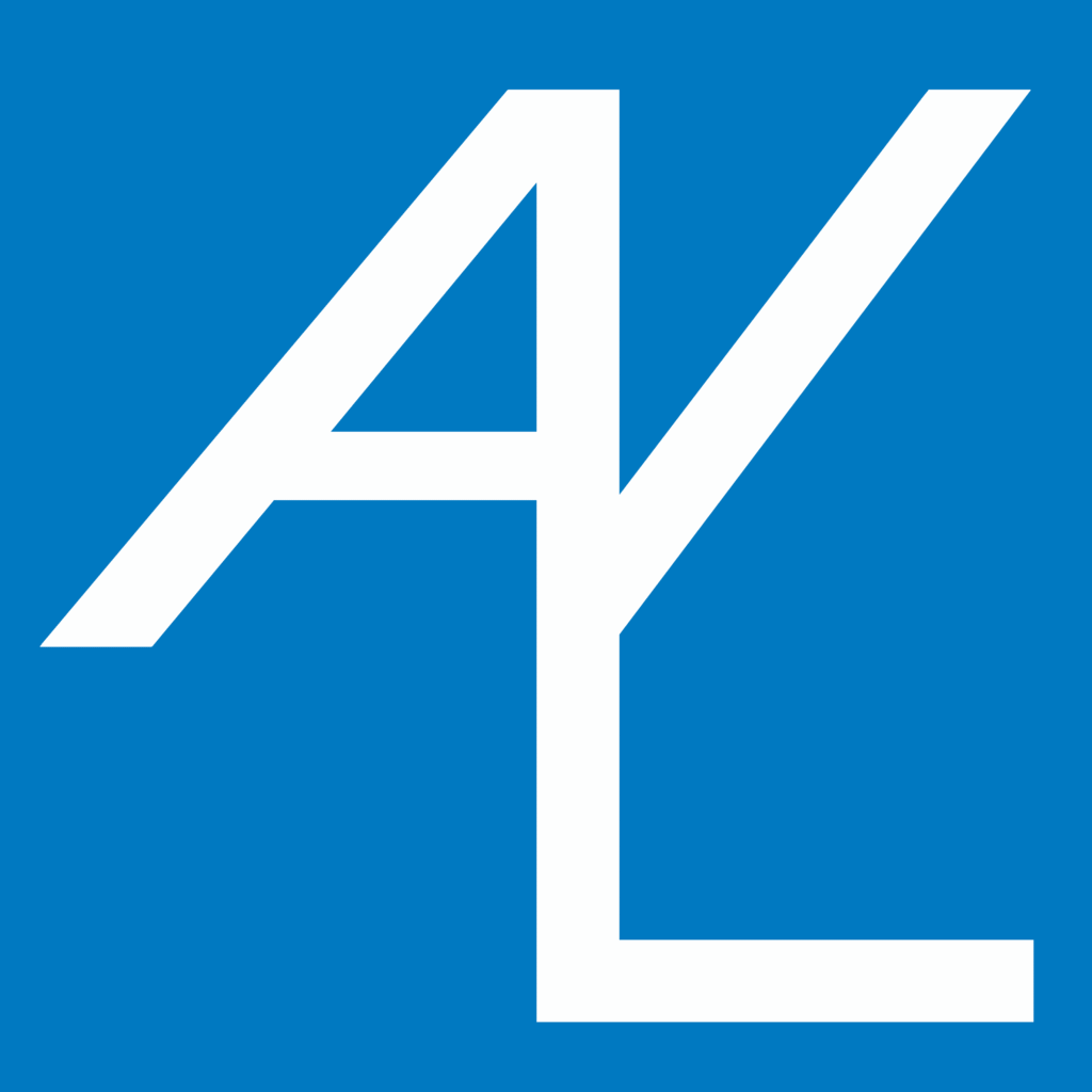 AYL's very first logo, with a blue background.