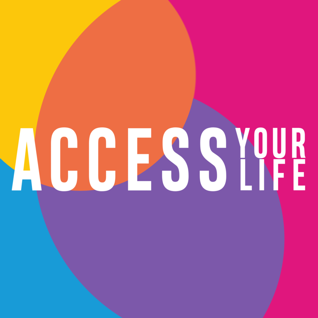 AYL's very first logo, with a multicoloured background and white lettering.