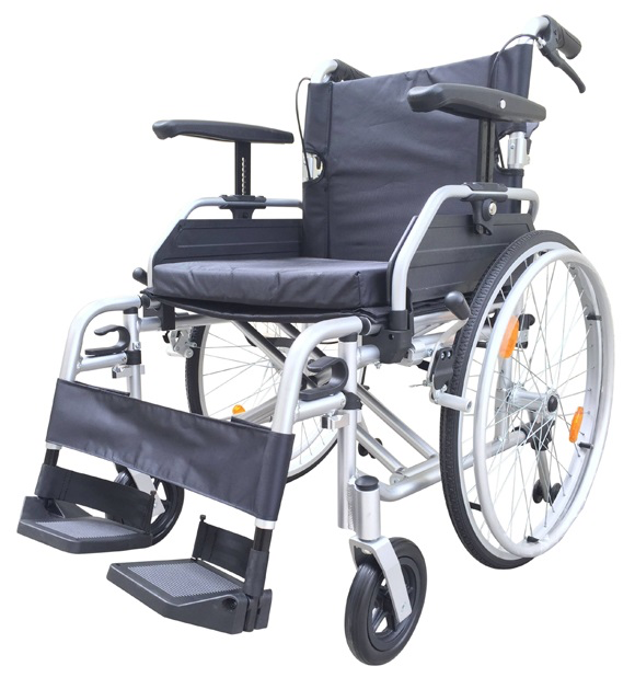 Three quarter profile image of a 'Z-Tec T Line' self-propelling manual wheelchair.
