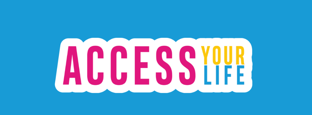 The Access Your Life logo, on a blue background.