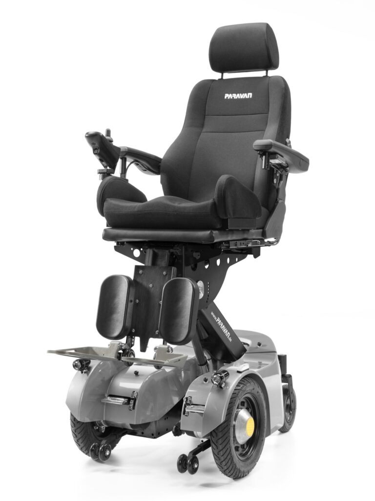 Profile image of a bespoke black & grey 'Paravan PR30' powerchair.